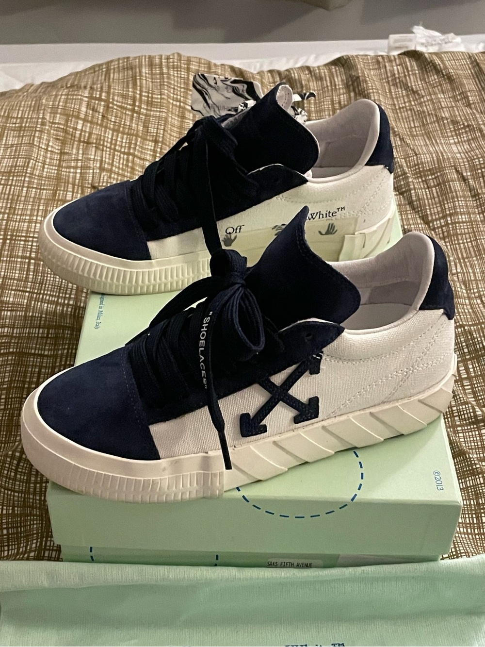 Off-White Vulc Low Navy Blue & White Sneaker Women’s Size US 6/ EU 36 *AUTHENTIC - Picture 6 of 16